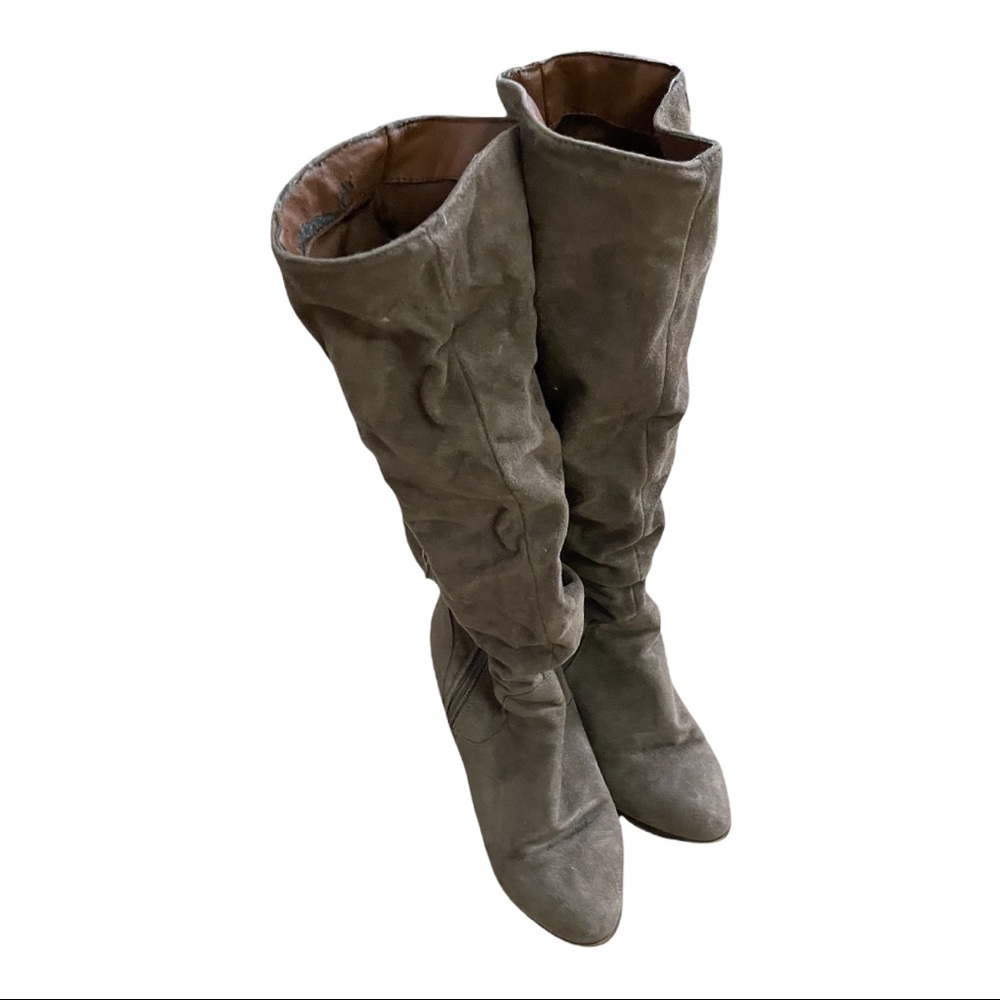 Grey suede boots women with heels size 7